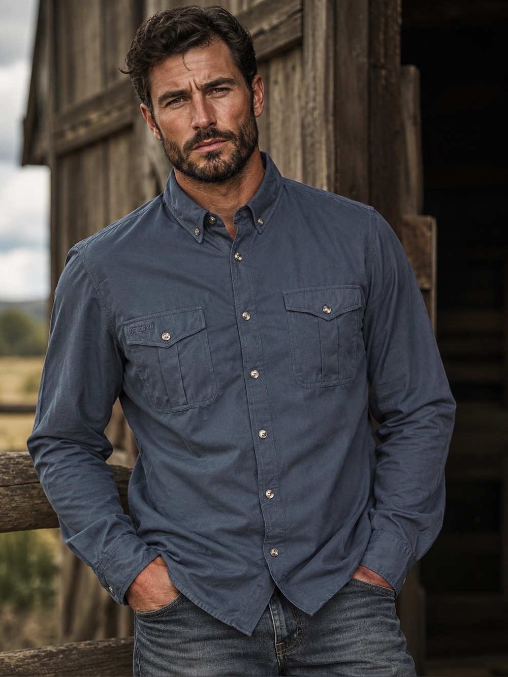 Guide Gear Fishing Shirt Mens 2XL Blue Button Up Outdoor Tactical Utility